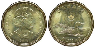 Канада 1 доллар 2013 утка, Елизавета II (1952-) KM NEW никель плакированый бронзой UNC 4605-651