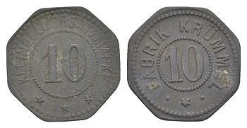 Крюммель 10 пфеннигов ND Fabrik Kr?mmel Men18 17531.2 цинк 4636-1132