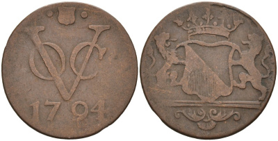 Нидерландская Восточная Индия, Утрехт (Утрехт) 1 дуит 1794 KM 111.1 медь 4577-334