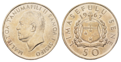 Самоа 50 сене 1967 год-тип KM 6 медно-никель UNC 91-113