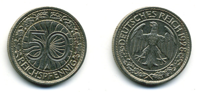 Германия 50 рейхспфеннигов 1928 A KM 49, J.324 никель 58-513