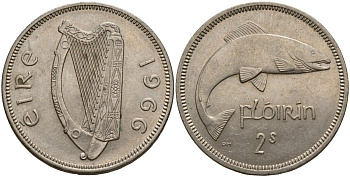 Ирландия 2 шиллинга = 1 флорин 1966 KM 15a медно-никель 4187-845