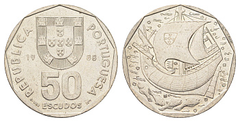 Португалия 50 эскудо 1988 KM 636 медно-никель 4542-524
