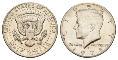 США 1/2 доллара (50 центов) 1971 D, Джон Кеннеди KM 202b медь плакированная медно-никелем aUNC 81-814