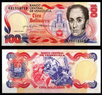 Венесуэла 100 боливаров 1980 Pick 59 бумага UNC (пресс) 7191-9-1-1