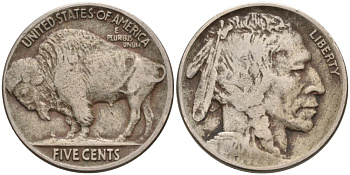 США 5 центов 1920 индеец, бизон KM 134 медно-никель 4563-231