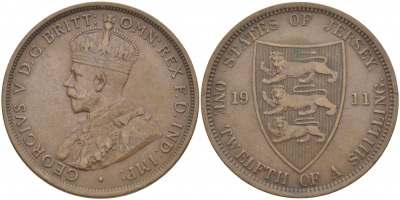 Джерси 1/12 шиллинга 1911 Георг V (1910-1936) KM 12 бронза 3996-244