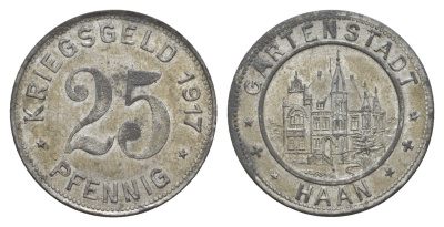 Хан 25 пфеннигов 1917 Funck 182.1, Men18 12517.1 цинк 4638-131
