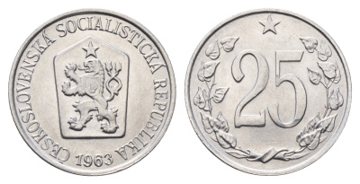 Чехословакия 25 геллеров 1963 KM 54 алюминий UNC 3336-1011