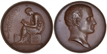 Франция медаль 4-й год Наполеон Бонапарт организует публикацию законов, диаметр 40мм, вес 38 г бронза 00-00