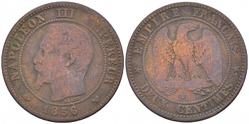 ФРАНЦИЯ 2 САНТИМА 1856 W KM 776.7 бронза 116-742