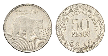Колумбия 50 песо 2016 KM 295 сталь плакированная никелем 4664-467