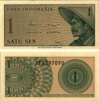 Индонезия 1 сен 1964 крестьянин Pick 90 a  бумага  UNC (пресс) 7205-47-1-1