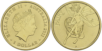 Австралия 1 доллар 2011 серия мифические существа, фея KM 1581 алюминиевая бронза UNC M41-20