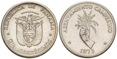 Панама 2 1/2 сентесимо 1973 ФАО, сельское хозяйство KM 32 медь плакированная медно-никелем aUNC 4516-244