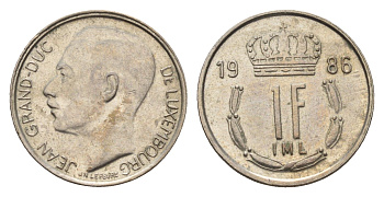 Люксембург 1 франк 1986 Герцог Жан (1964-1999) KM 59 медно-никель 4114-121