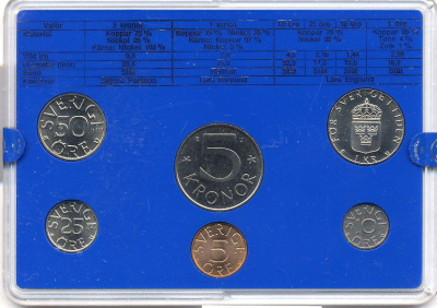 Швеция набор монетного двора из 6 монет 1981 в пластике, Карл XVI Густав (1973- ) KM MS19 UNC 4-3-7-171