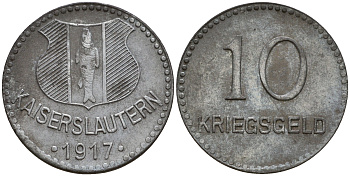 Кайзерслаутерн 10 пфеннигов 1917 Funck 231.2 цинк 4606-156