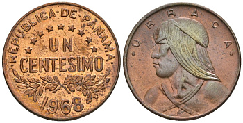 Панама 1 сентесимо 1968  KM 22 бронза  aUNC  4609-838