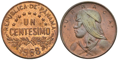 Панама 1 сентесимо 1968  KM 22 бронза  aUNC  4609-838