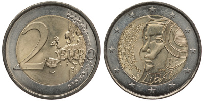 ФРАНЦИЯ 2 ЕВРО 2015 225 ЛЕТ ФЕСТИВАЛЮ ФЕДЕРАЦИИ KM NEW биметалл UNC 110-1043