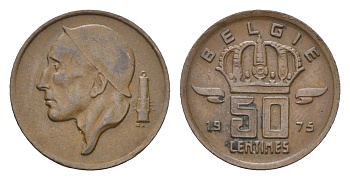 Бельгия 50 сантимов 1975 Belgie KM 149 бронза 4684-763