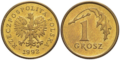 ПОЛЬША 1 ГРОШ 1992 MW KM 276 латунь UNC 4516-1041