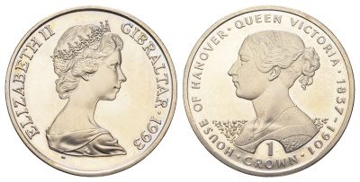 Гибралтар 1 крона 1993 Ганноверская династия - Королева Виктория KM 138 медно-никель BU 11-092-21