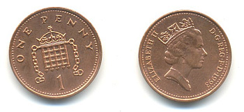Великобритания 1 пенни 1993 Елизавета II (1952-2022) KM 935a, Spink 4391 (B4) сталь плакированная медью 59-1845