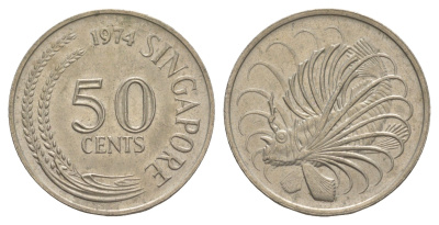 Сингапур 50 центов 1974 KM 5 медно-никель 4638-1243