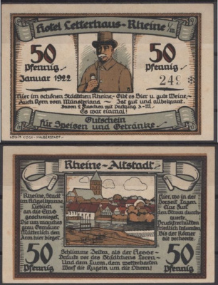Ветсфалия, отель Letterhaus 50 пфеннигов 1922 бумага UNC (пресс) 451-1355-1