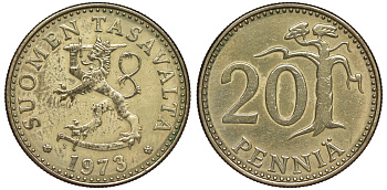 Финляндия 20 пенни 1973 S KM 47 алюминиевая бронза UNC 259-533