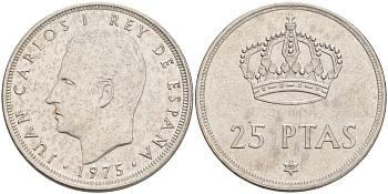 Испания 25 песет 1975 (80) Хуан Карлос I (1975-2014) KM 808 медно-никель 4561-823