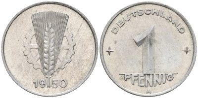 ГДР 1 пфенниг 1950 A KM 1 алюминий 4151-1234