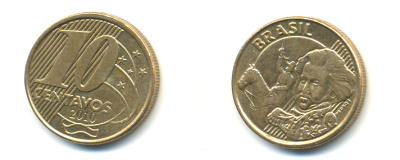 БРАЗИЛИЯ 10 СЕНТАВО 2010 KM 649.3 сталь плакированная латунью 176-733
