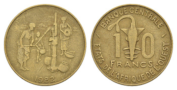 Западная Африка (BCEAO) 10 франков 1982 KM 10 медь алюминий никель 4656-837