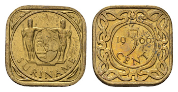 Суринам 5 центов 1966 KM 12.1 никель-латунь UNC 3458-1217