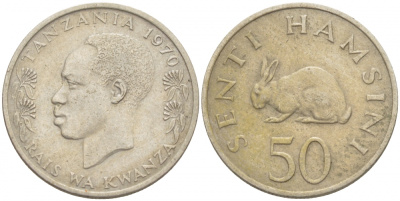 Танзания 50 центов 1966 KM 3 медно-никель 3457-1249