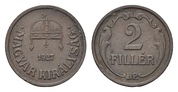 Венгрия 2 филлера 1927 BP KM 506 бронза 4664-835