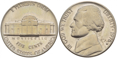 США 5 ЦЕНТОВ 1976 D, ДЖЕФФЕРСОН KM А192 медно-никель 4546-1145