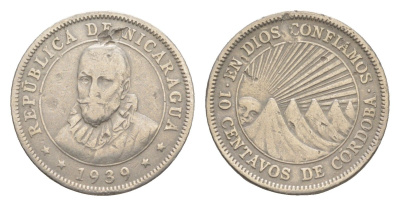 Никарагуа 10 сентаво 1939 KM 17.1 медно-никель 4640-968