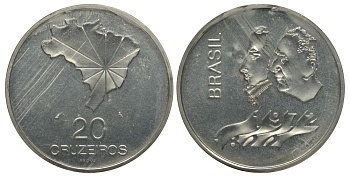 Бразилия 20 крузейро 1972 150 лет независимости, пробник KM Pr6 серебро 272-415