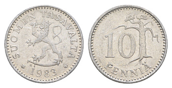 Финляндия 10 пенни 1983 KM 46a алюминий 4647-344