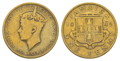 Ямайка 1 пенни 1942 KM 32 никель латунь 4628-513