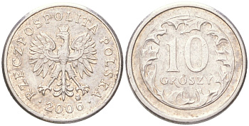 Польша 10 грошей 2006 Y 279 медно-никель UNC 4614-319