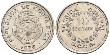 Коста-Рика 10 сентимо 1976 KM 185.3 медно-никель 4124-225