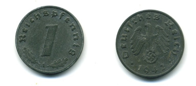 ГЕРМАНИЯ 1 РЕЙХСПФЕННИГ 1942 A J.369 цинк 54-268