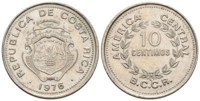 Коста-Рика 10 сентимо 1976 KM 185.3 медно-никель 4124-225
