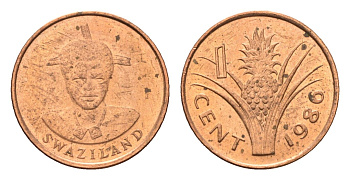 Свазиленд 1 цент 1986 KM 39 сталь плакированная медью UNC 4674-1256