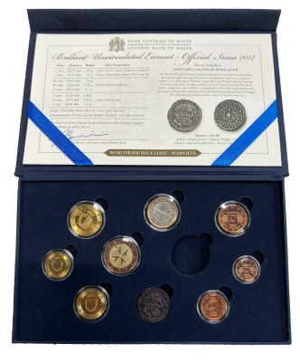 Мальта годовой набор из 8 монет (1, 2, 5, 10, 20 и 50 евроцентов; 1 и 2 евро) и жетоном монетного двора 2012 в оригинальной упаковке KM 125, 126, 127, 128, 129, 130, 131 и 132 BU 8-2-05-17